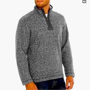 Orvis Men's Brighton Quarter Zip Sweater Sherpa Workwear Lined jacquard Gray M